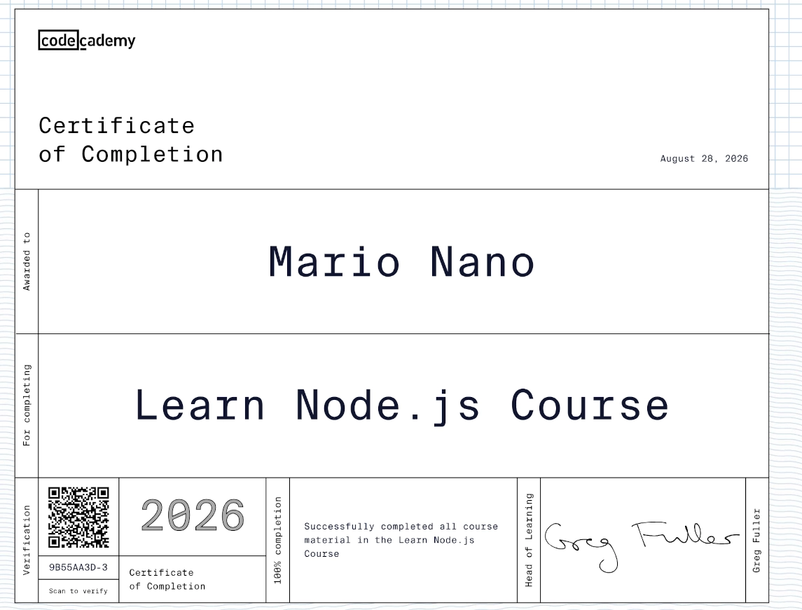Node JS certificate